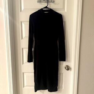 Black Ribbed Maxi Bodycon Dress